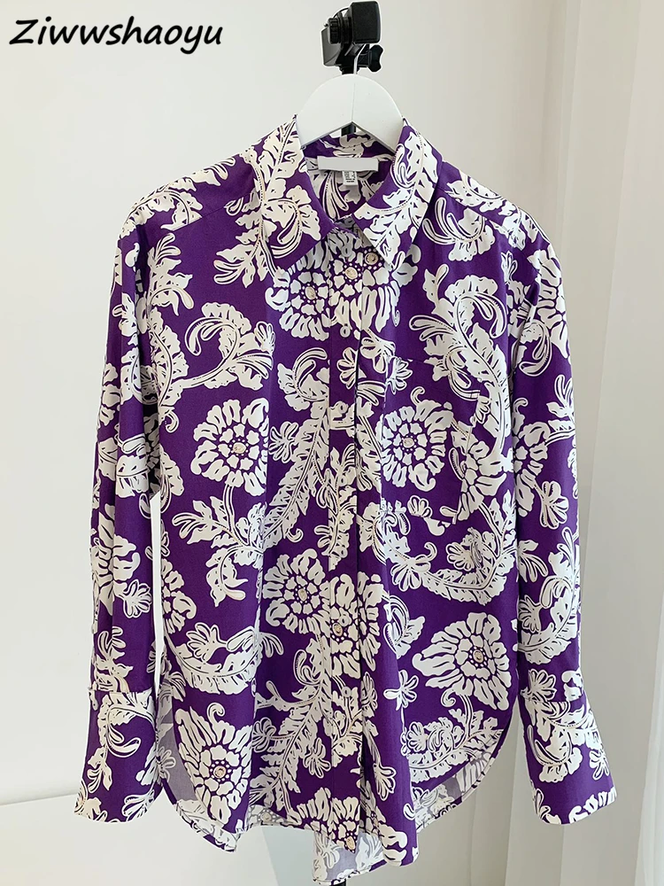High Quality Summer Women Fashion Runway Designer Lantern Long Sleeve Purple Printed Straight Shirts Cotton Blouses Tops
High Quality Summer Women Fashion Runway Designer Lantern Long Sleeve Purple Printed Straight Shirts Cotton Blouses Tops