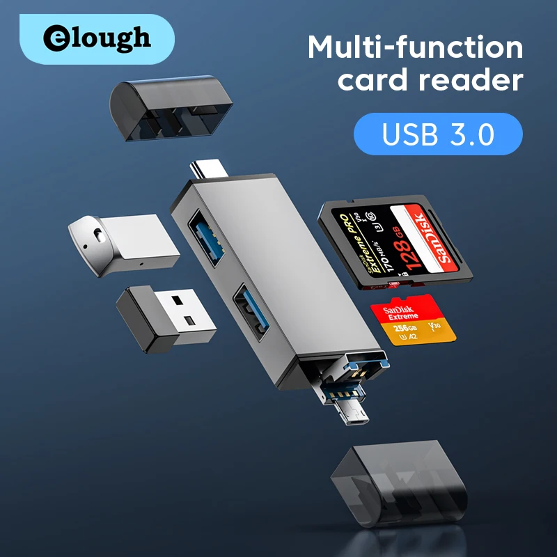 Elough 7 in 1 USB Card Reader USB 3.0 High-speed Transfer Universal For Mobile Phones Computers Type-C Devices SD TF Card Reader
Elough 7 in 1 USB Card Reader USB 3.0 High-speed Transfer Universal For Mobile Phones Computers Type-C Devices SD TF Card Reader