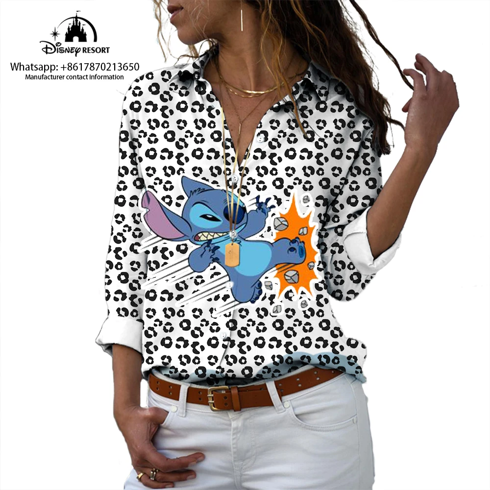 New Stitch Anime Casual Women's Leopard Print Tops Fall Women's Long Sleeve Leopard Print Shirts Casual Elegant Shirt Disney
New Stitch Anime Casual Women's Leopard Print Tops Fall Women's Long Sleeve Leopard Print Shirts Casual Elegant Shirt Disney