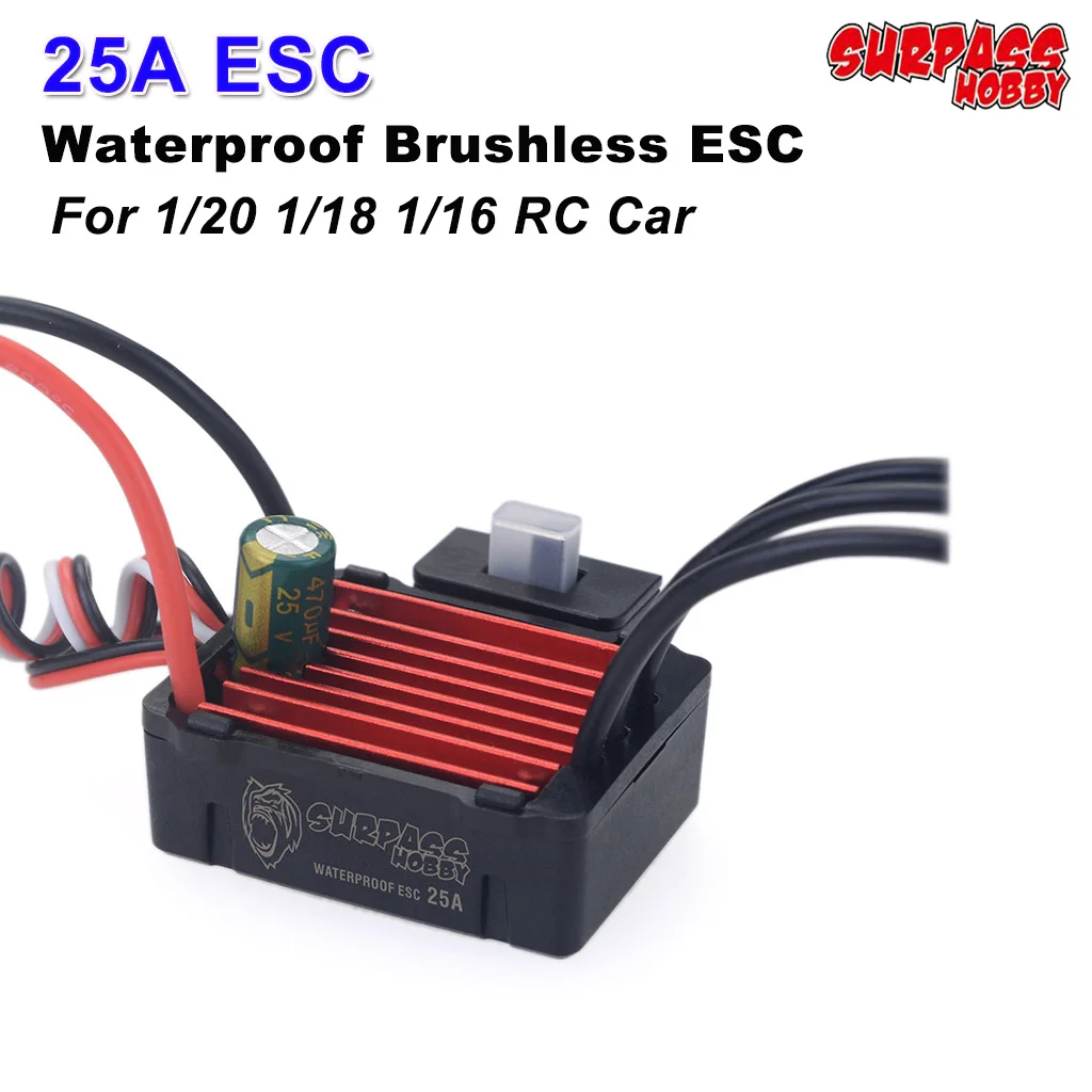 SURPASS HOBBY KK Waterproof 25A ESC Brushless Electronic Speed Controller for 1/20 1/18 1/16 RC Car 2030 2040 2430 2435 Motor
SURPASS HOBBY KK Waterproof 25A ESC Brushless Electronic Speed Controller for 1/20 1/18 1/16 RC Car 2030 2040 2430 2435 Motor