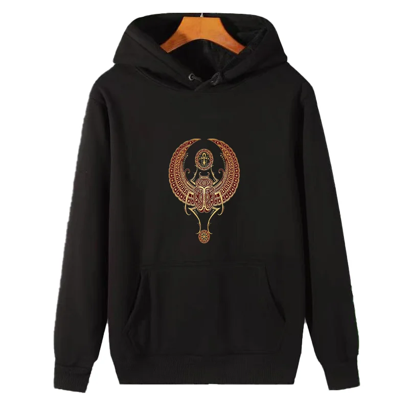 

Red Winged Egyptian Scarab With Ankh graphic Hooded sweatshirts winter thick sweater hoodie fleece hoodie Men's sportswear