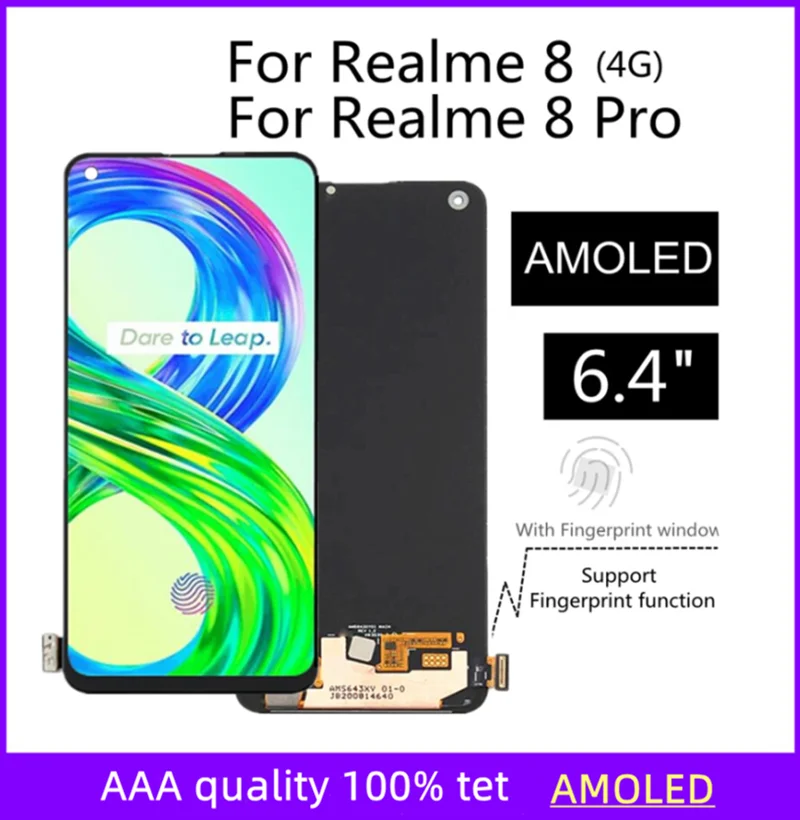 6.40" AMOLEDFor Realme 8 RMX3085 LCD Display Touch Screen Assembly Replacement For For Realme 8 Pro RMX3081 LCD Display
6.40" AMOLEDFor Realme 8 RMX3085 LCD Display Touch Screen Assembly Replacement For For Realme 8 Pro RMX3081 LCD Display