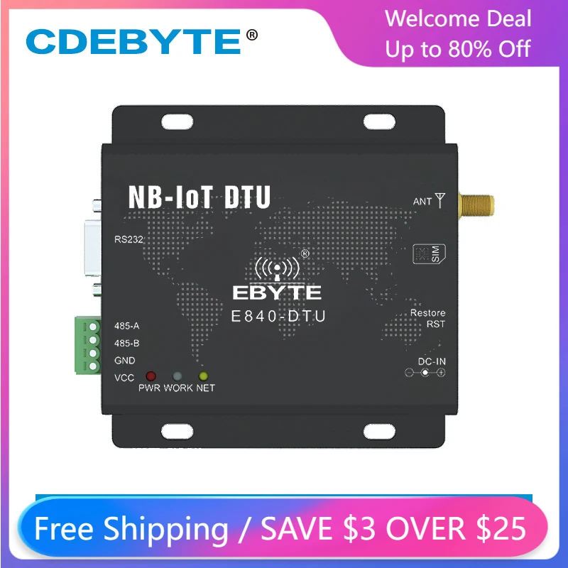 RS485 RS232 Wireless Transceiver Module NB-IoT B3 B5 B8 20dBm Wide Coverage Network AT Command EBYTE Remote Data Transmission
RS485 RS232 Wireless Transceiver Module NB-IoT B3 B5 B8 20dBm Wide Coverage Network AT Command EBYTE Remote Data Transmission