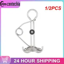 휴대용 스테인레스 스틸 방풍 텐트 캐노피 말뚝, 데크 못, 못 로프 버클, 하이킹, 10 용수철 팩, 1 개, 2 개 팩