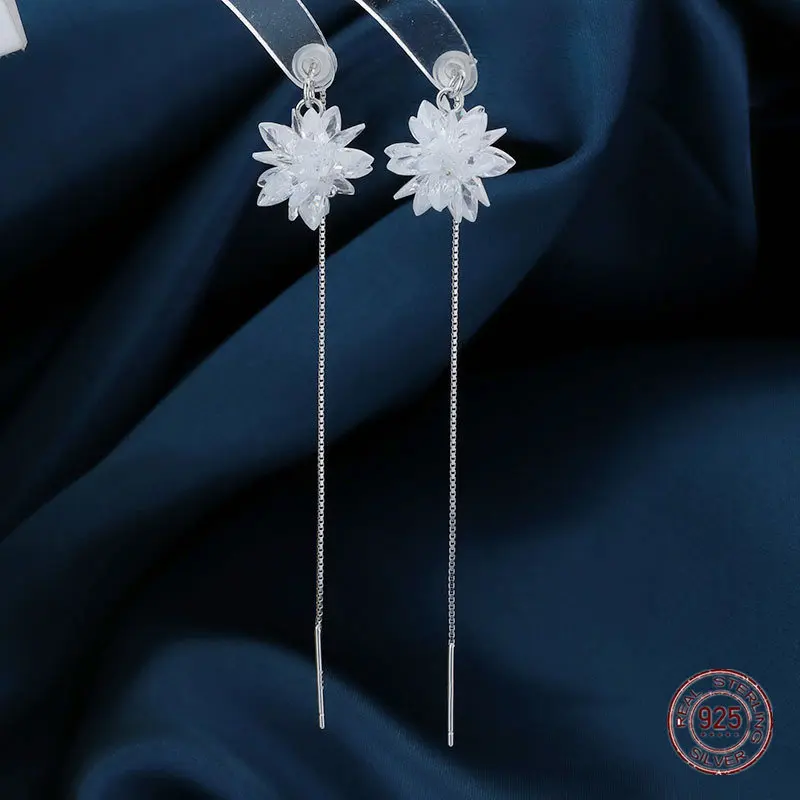 925 Sterling Silver Ice Flower Drop Earrings for Women Fashion Long Tassel Korean Fashion Earring Friends Party Piercing Jewelry
925 Sterling Silver Ice Flower Drop Earrings for Women Fashion Long Tassel Korean Fashion Earring Friends Party Piercing Jewelry