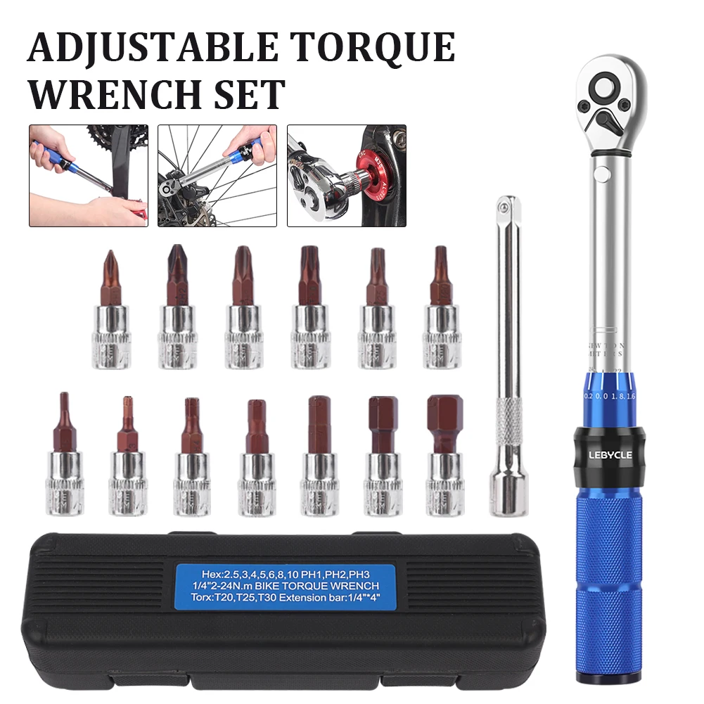 Road Bike Adjustable Torque Wrench 1/4" 2-14Nm Torque Wrench Dual-Direction Torque Ratchet Wrench With Bits Set Bike Repair Tool
Road Bike Adjustable Torque Wrench 1/4" 2-14Nm Torque Wrench Dual-Direction Torque Ratchet Wrench With Bits Set Bike Repair Tool