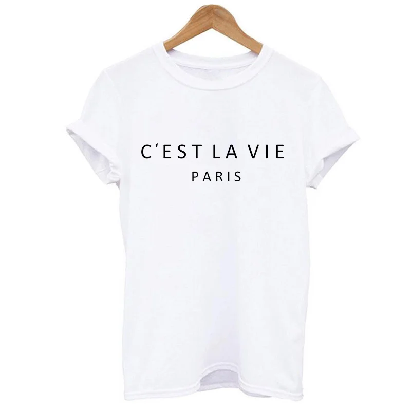 

New 100% Cotton T Shirt For Men Women C'est la vie T-Shirt Paris Fashion Top Casual Tee Short Sleeve Couple Matching Tee Shirt