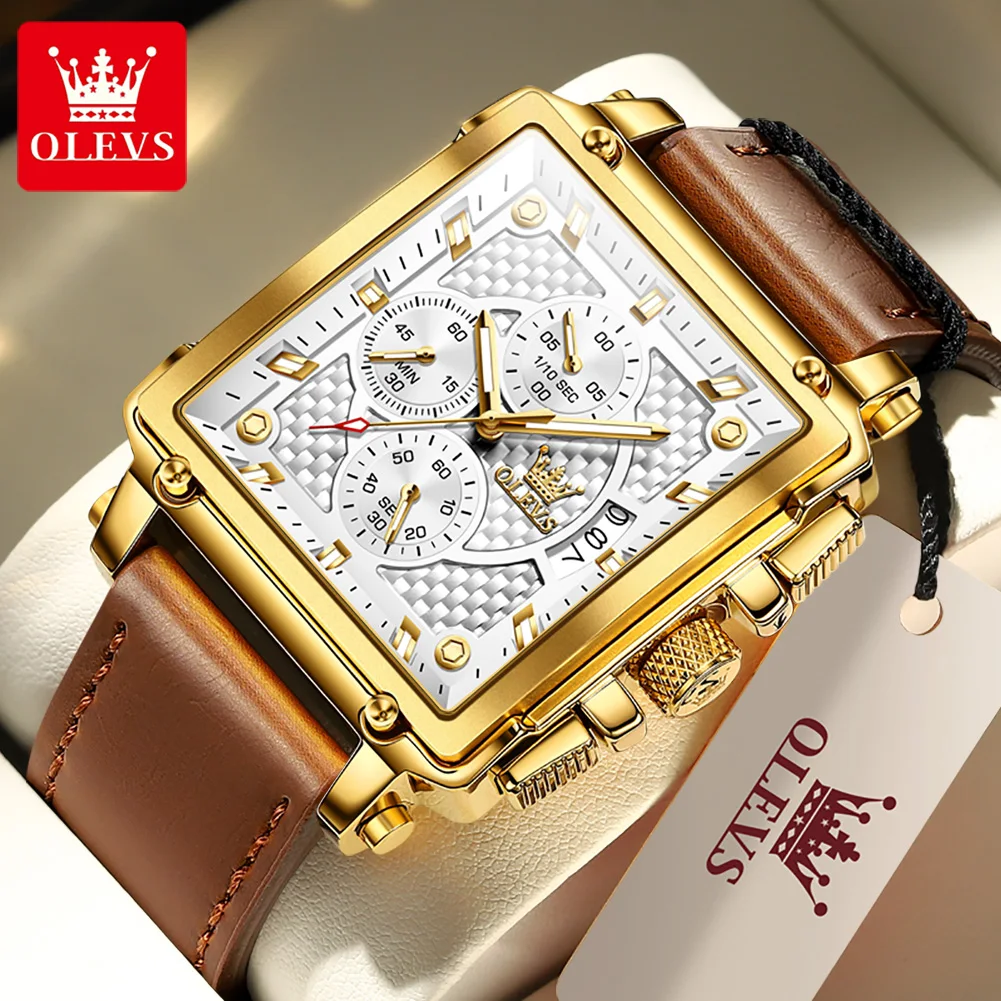 OLEVS Original Men's Luxury Watch Square Quartz Sport Watches Leather Waterproof Top Brand Wristwatch Men Gift Clock with Box
OLEVS Original Men's Luxury Watch Square Quartz Sport Watches Leather Waterproof Top Brand Wristwatch Men Gift Clock with Box