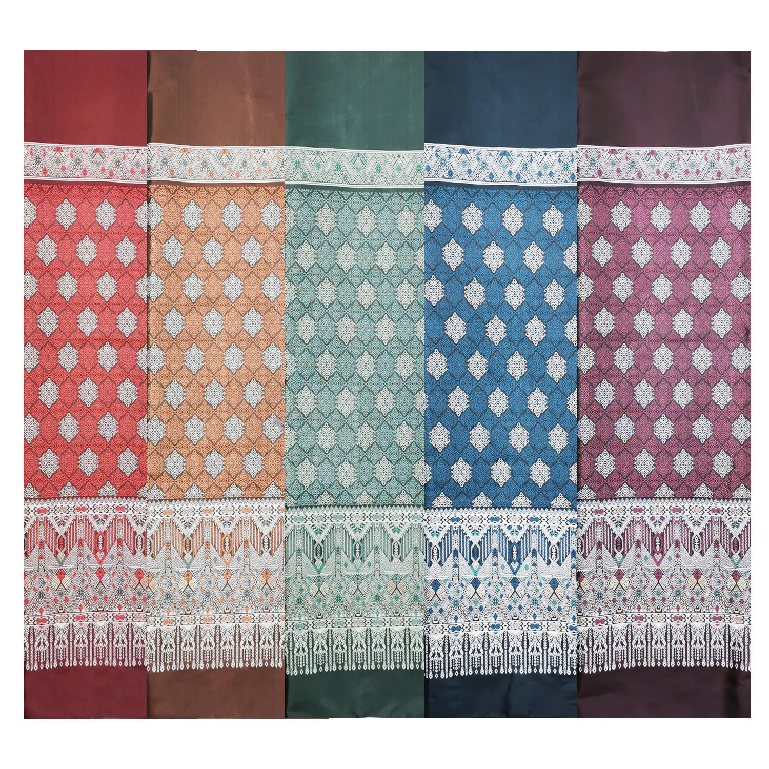

110x180cm Southeast Asia Ethnic Polyester Brocade Jacquard Fabric for Thai Traditional Tube Dress Skirt Burma Saree Sew Material