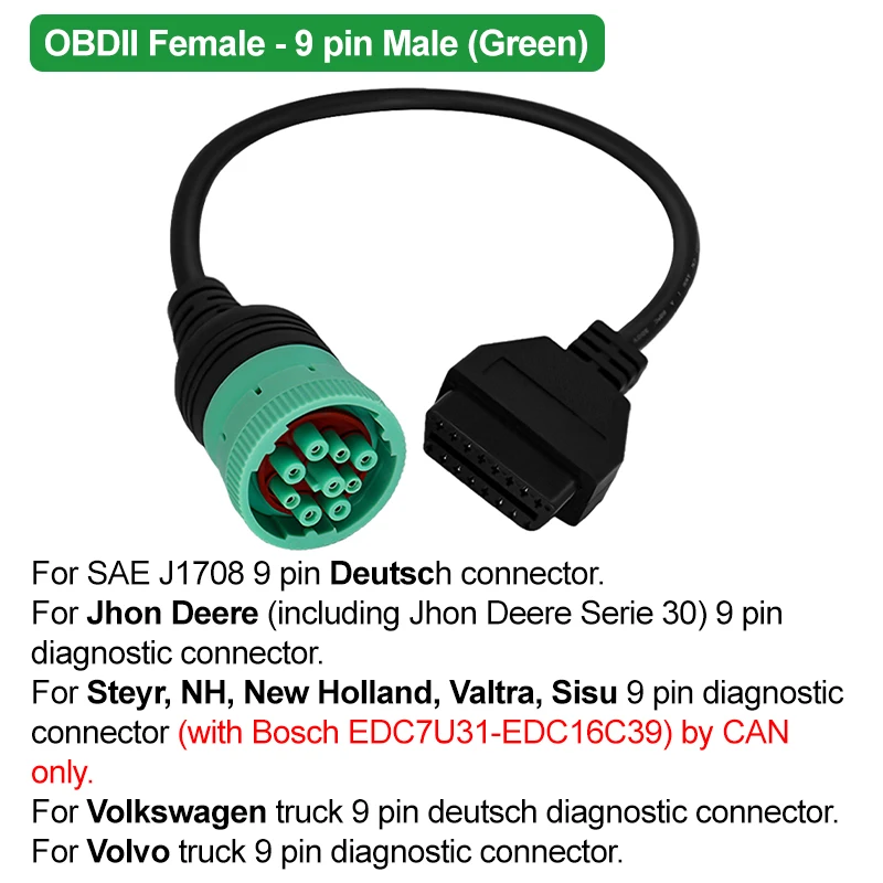 J1939 OBD-кабель 9-контактный на 16-контактный сверхмощный диагностический адаптер OBD2 для Cummins 0,3 м J1939 Разъем преобразователя OBDII
J1939 OBD-кабель 9-контактный на 16-контактный сверхмощный диагностический адаптер OBD2 для Cummins 0,3 м J1939 Разъем преобразователя OBDII