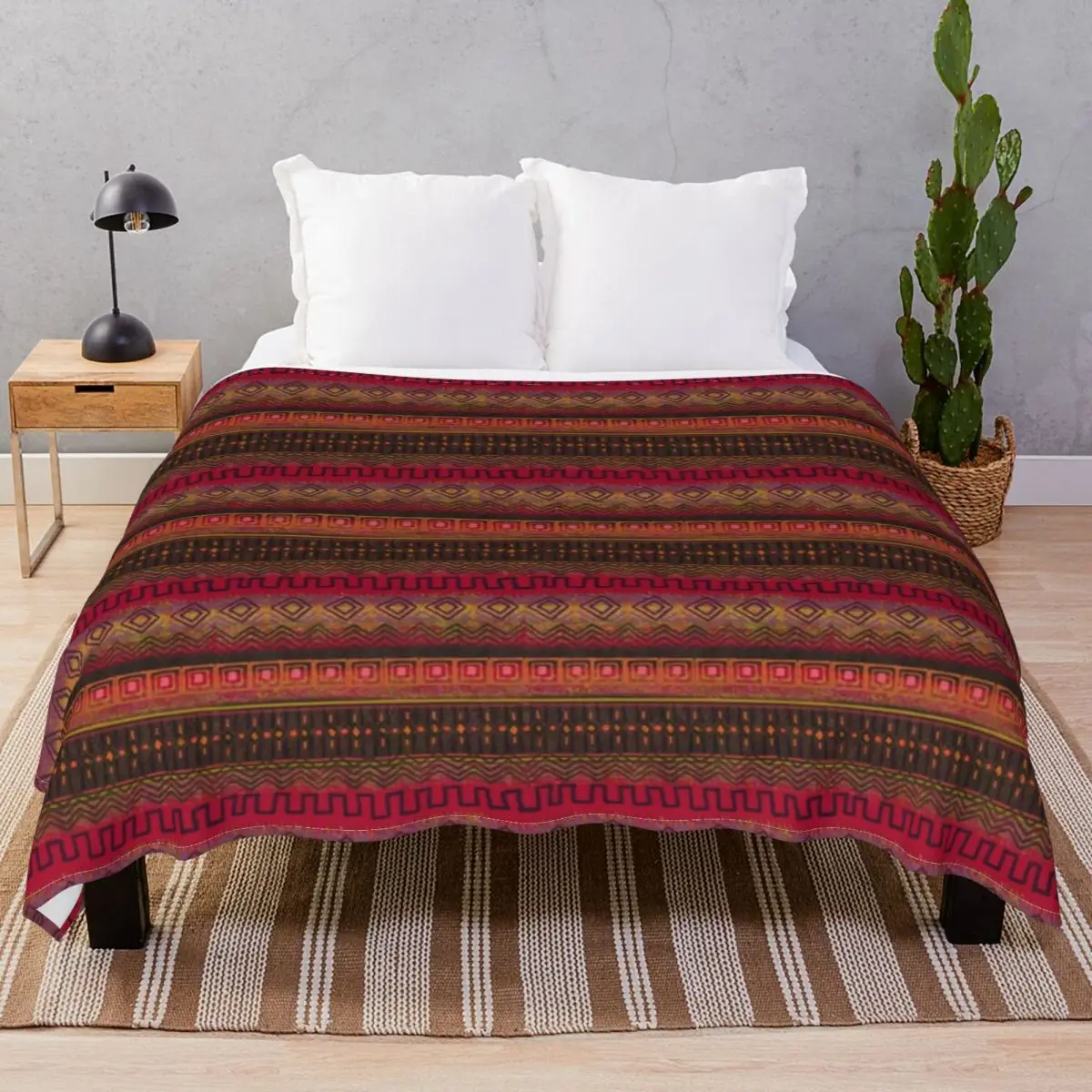 

Earthy African Ombre Mud Cloth Blankets Flannel Printed Portable Throw Blanket for Bedding Sofa Travel Office
