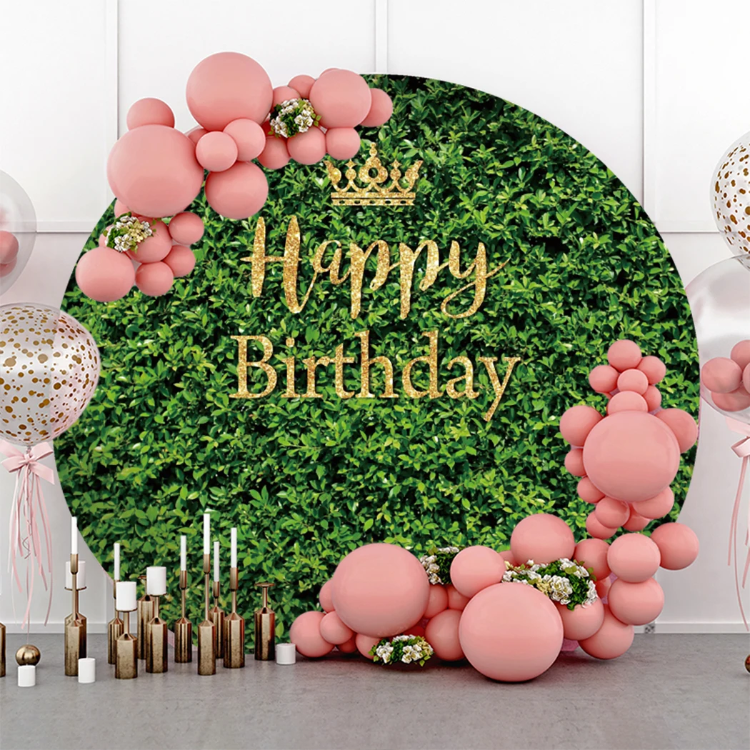 Circle Photography Background Green Grass Gold Crown Happy Birthday Party Decor Baby Shower Customized Photocall Round Backdrop
Circle Photography Background Green Grass Gold Crown Happy Birthday Party Decor Baby Shower Customized Photocall Round Backdrop