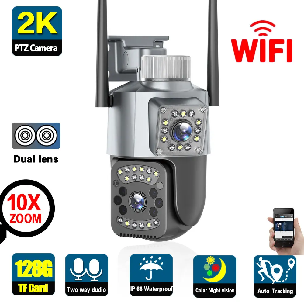 4MP HD Wifi PTZ IP Security Camera Dual Lens 10X Zoom Auto Tracking Outdoor Two Way Audio Wireless CCTV Video Surveillanc Camera
4MP HD Wifi PTZ IP Security Camera Dual Lens 10X Zoom Auto Tracking Outdoor Two Way Audio Wireless CCTV Video Surveillanc Camera