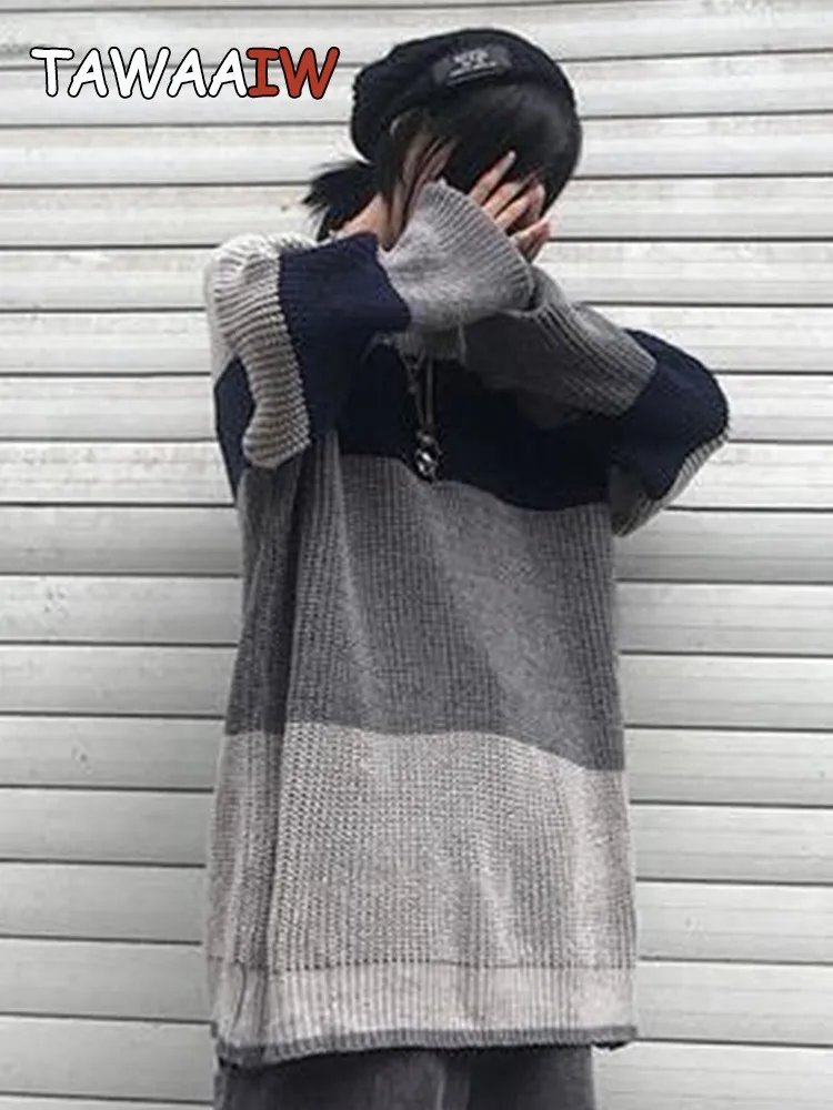 

Tawaaiw Vintage Winter Sweater Women Loose Casual Knitted Pullovers Retro America Striped Jumpers Female Streetwear Sweaters