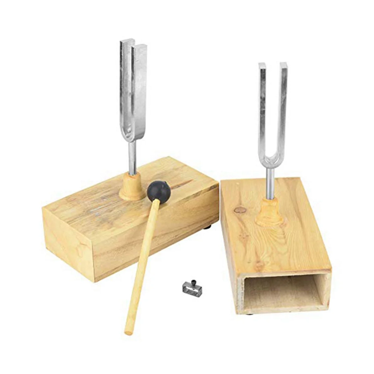 2 Pcs Tuning Fork with Wood Resonator Box, 440HZ Virbration Experimental Instrument with 1 Pcs Tuning Fork Knocker
2 Pcs Tuning Fork with Wood Resonator Box, 440HZ Virbration Experimental Instrument with 1 Pcs Tuning Fork Knocker