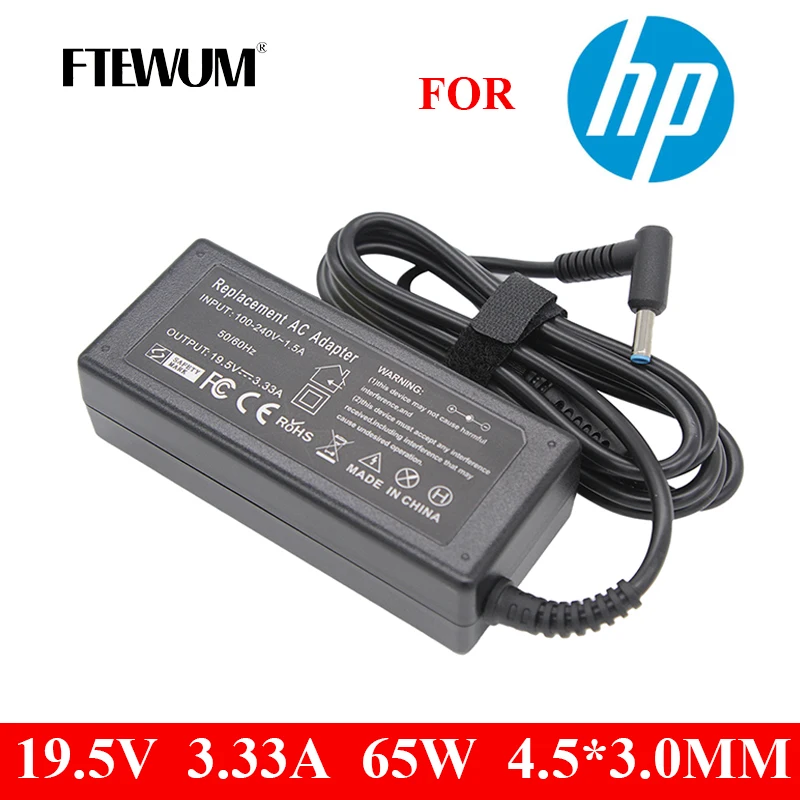 

FTEWUM Laptop 19.5V 3.33A 65W 4.5*3.0mm Adapter For HP Pavilion 15 PPP009C 15-J009WM Envy 17 6 14 FOR HP 14 G3 G4 chromebook 246