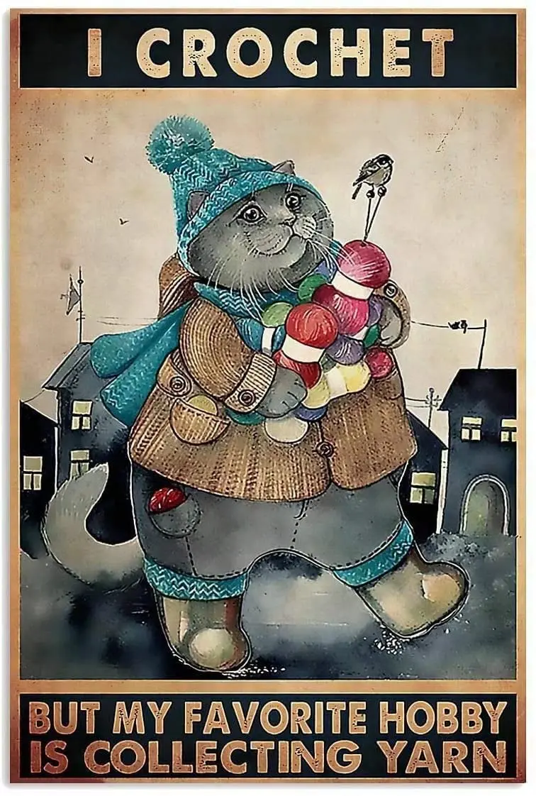 Funny fat cat crochet bathroom reference metal tin sign wall decoration vintage tin sign
Funny fat cat crochet bathroom reference metal tin sign wall decoration vintage tin sign