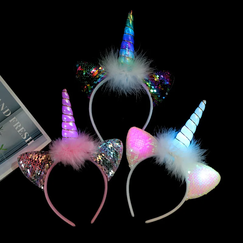 LED Glowing Unicorn Hair Bands Children's Birthday Halloween Christmas Prop Party Decoration Supplies Hair Accessories Wholesale
LED Glowing Unicorn Hair Bands Children's Birthday Halloween Christmas Prop Party Decoration Supplies Hair Accessories Wholesale