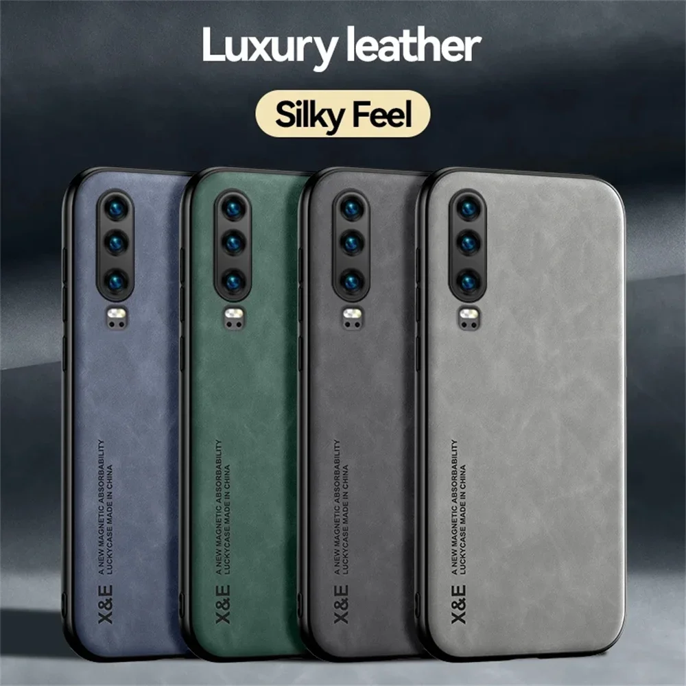 

Magnetic Sheepskin Leather Phone Cases Huawei P30 P40 Lite P20 P50 Pro Funda Cover For Huawei P30 P40 Lite 5G P50 Pro Back Case