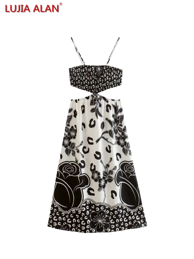 Women Digital Printing Sexy Hollow Waist Sling Dress Summer Female Slim Midi Vestidos LUJIA ALAN WD038
Women Digital Printing Sexy Hollow Waist Sling Dress Summer Female Slim Midi Vestidos LUJIA ALAN WD038
