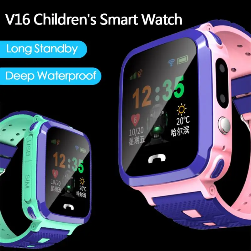 

Детские умные часы Детская безопасность инновационное стильное прочное переносное устройство Топ-рейтинг интерактивные водонепроницаемые часы для детей V16