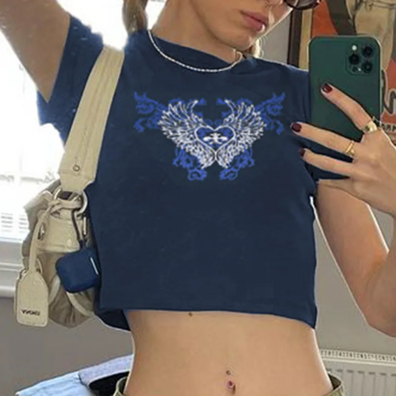 Aesthetic Summer Slim Tee Tops Streetwear Goth Harajuku Graphic Print T-shirt Women's Blouse Vintage Short Top Y2K Cloth T-shirt
Aesthetic Summer Slim Tee Tops Streetwear Goth Harajuku Graphic Print T-shirt Women's Blouse Vintage Short Top Y2K Cloth T-shirt