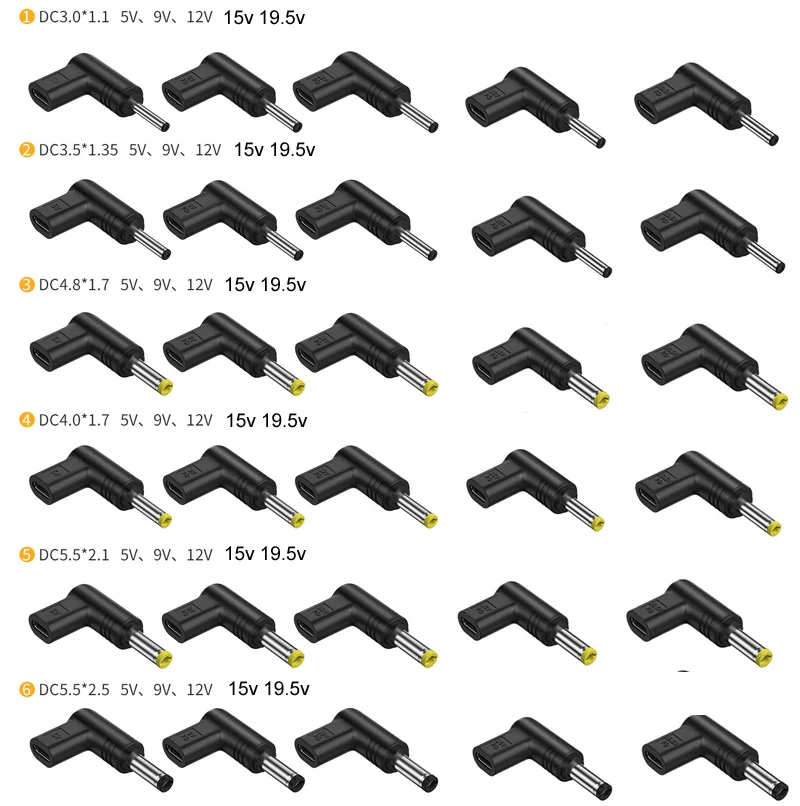 USB C Female PD to 5V/9V/12V/15V/19.5V DC Power Male Plug 3.0x1.1/3.5x1.35/4.0x1.7/4.8x1.7/5.5x2.1/5.5x2.5mm For Router Tablet
USB C Female PD to 5V/9V/12V/15V/19.5V DC Power Male Plug 3.0x1.1/3.5x1.35/4.0x1.7/4.8x1.7/5.5x2.1/5.5x2.5mm For Router Tablet