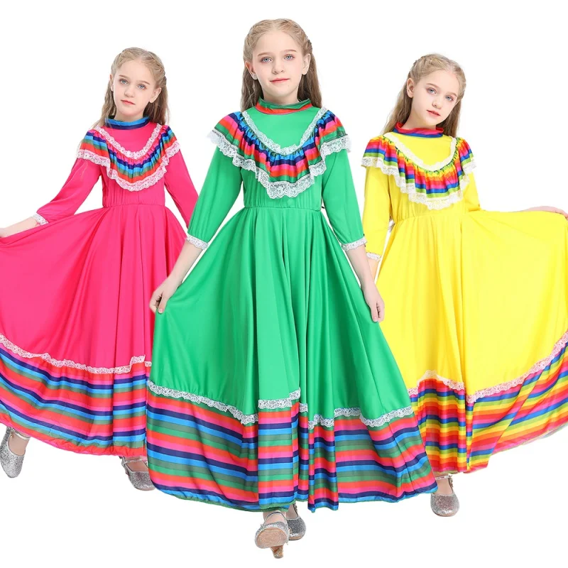

Удивительный традиционный мексиканский народный танцор Jalisco для девочек, Доступно 3 цвета