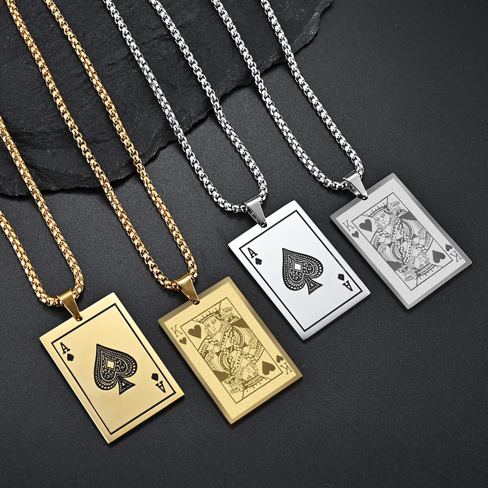 Men's Personality Charm Stainless Steel Playing Cards Ace Pendant Necklace Fashion Exquisite Elegant Jewelry Gift
Men's Personality Charm Stainless Steel Playing Cards Ace Pendant Necklace Fashion Exquisite Elegant Jewelry Gift