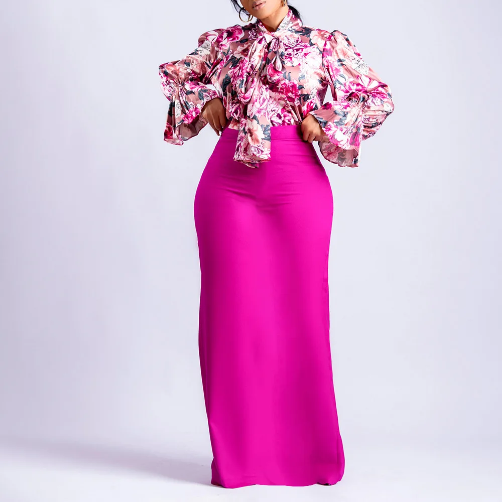 Spring Women African Skirt Two Pieces Set Fashion Print Elegant Bow Tie Lace-up Long Sleeves Shirt High Waist Long Skirt Outfits
Spring Women African Skirt Two Pieces Set Fashion Print Elegant Bow Tie Lace-up Long Sleeves Shirt High Waist Long Skirt Outfits