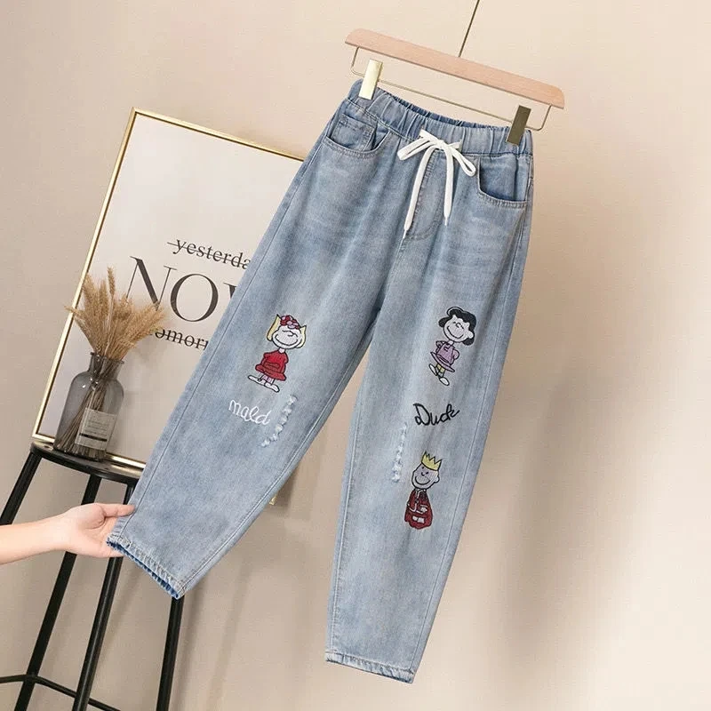 Streetwear Embroidered Jeans Women's Clothing Elastic Waist Retro High Waist Pants 2023 Spring Autumn Cropped Pants Girls BC351
Streetwear Embroidered Jeans Women's Clothing Elastic Waist Retro High Waist Pants 2023 Spring Autumn Cropped Pants Girls BC351