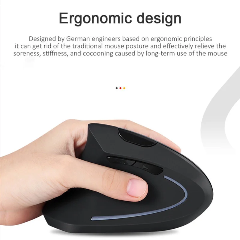 

Vertical Ergonomic Mouse 2.4Ghz Wireless Gaming Mice 1600DPI USB Computer Optical Left Hand Mause with Backlight For Laptop PC