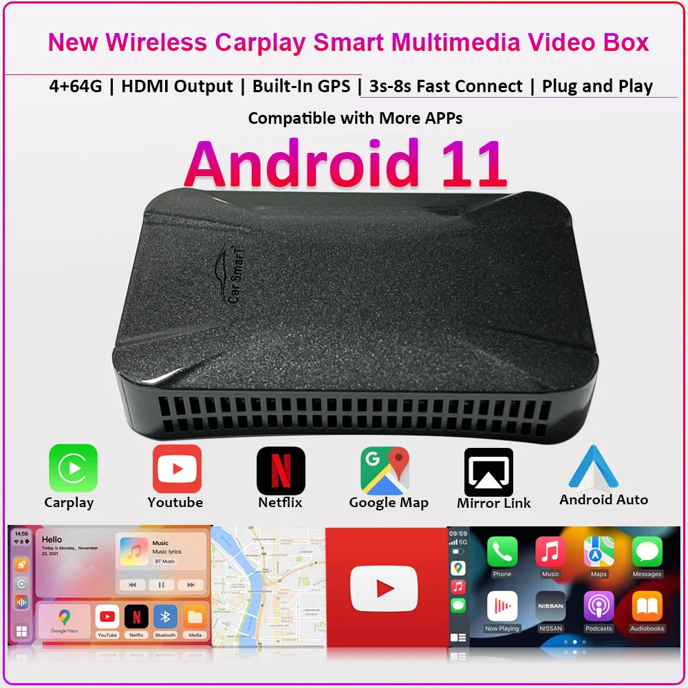 New Wireless Carplay Ai Box Android 11 4+64g Car Multimedia Play Box Mirror Link for Mercedes Audi Porsche Volvo Ford Peugeot
New Wireless Carplay Ai Box Android 11 4+64g Car Multimedia Play Box Mirror Link for Mercedes Audi Porsche Volvo Ford Peugeot