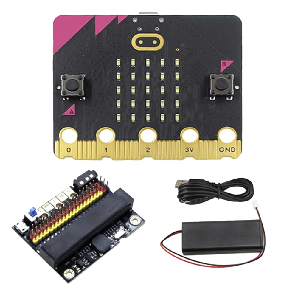 BBC Micro: комплект Bit V2.2 Built-in, микрофон для динамика, программируемая обучающая макетная плата + плата расширения ввода-вывода V2.0
BBC Micro: комплект Bit V2.2 Built-in, микрофон для динамика, программируемая обучающая макетная плата + плата расширения ввода-вывода V2.0
