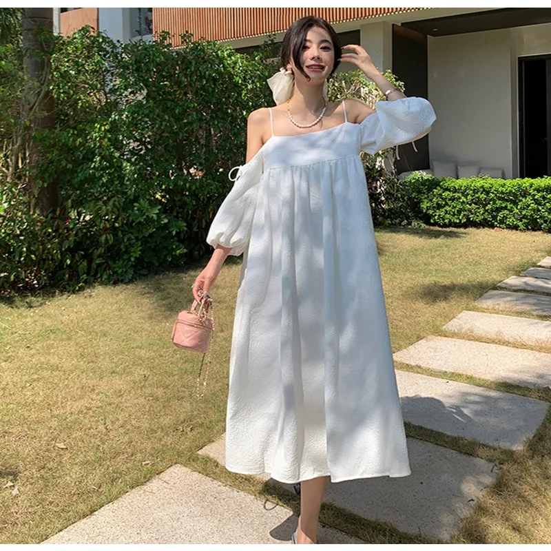2023 New Summer Women Off-Shoulder Vacation Beach Dress Korean Mid-Calf Long Robe Solid Elegant Chic Half-Sleeve Bohemian Style
2023 New Summer Women Off-Shoulder Vacation Beach Dress Korean Mid-Calf Long Robe Solid Elegant Chic Half-Sleeve Bohemian Style