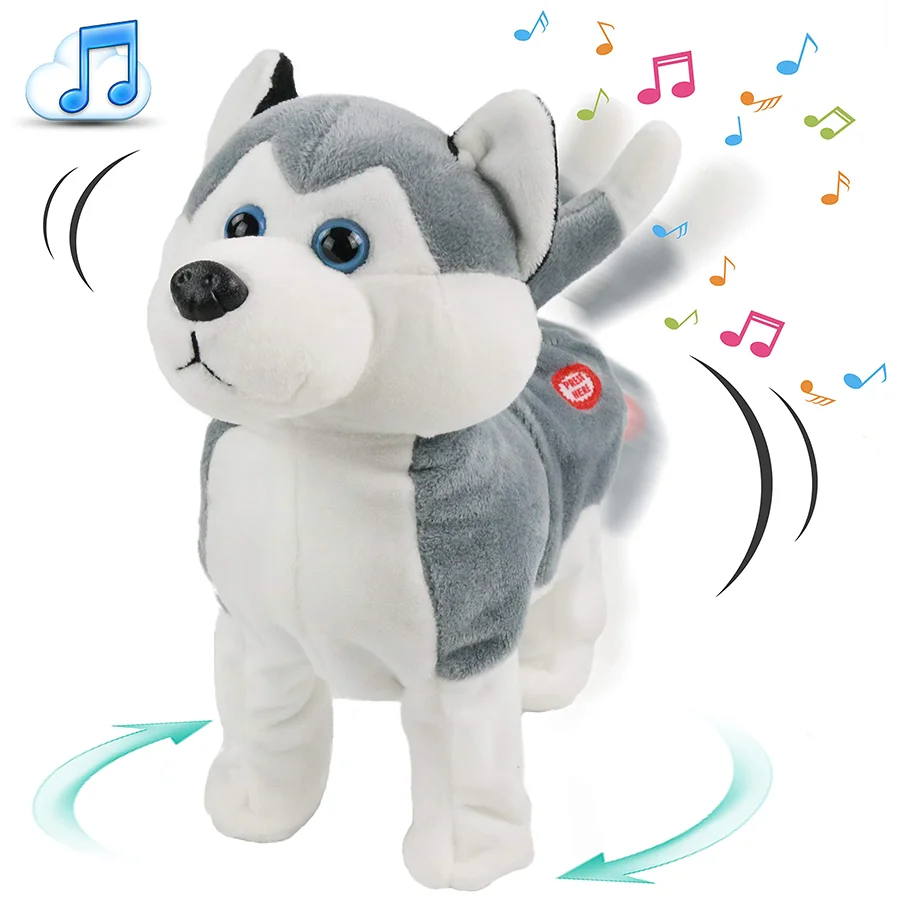 

25cm Cute Plush Toys Husky Electric Singing Puppy Stuffed Animals Music Dog Doll Pillow Birthday Gift for Girl Soft Toy for Kids