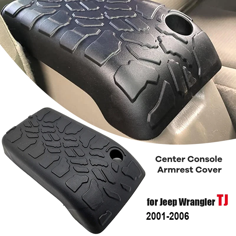 

Car Center Console Armrest Pad Cover for Jeep Wrangler TJ 1997-2006 Black Tire Tread Armrest Box Pads Modified Auto Accessories