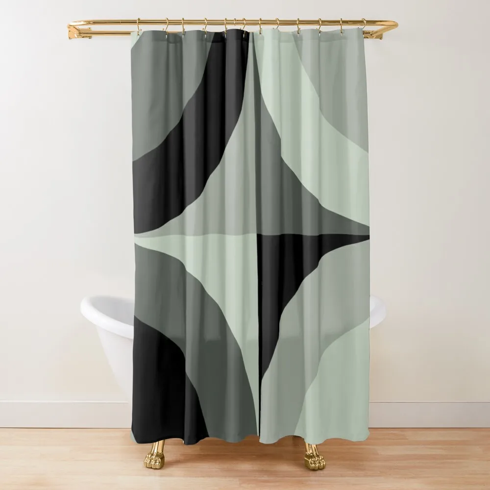 

Curves - Sage Ready-Made Anti-Mold Waterproof Bathroom Deco Cheap Shower Cabin Shower Curtains