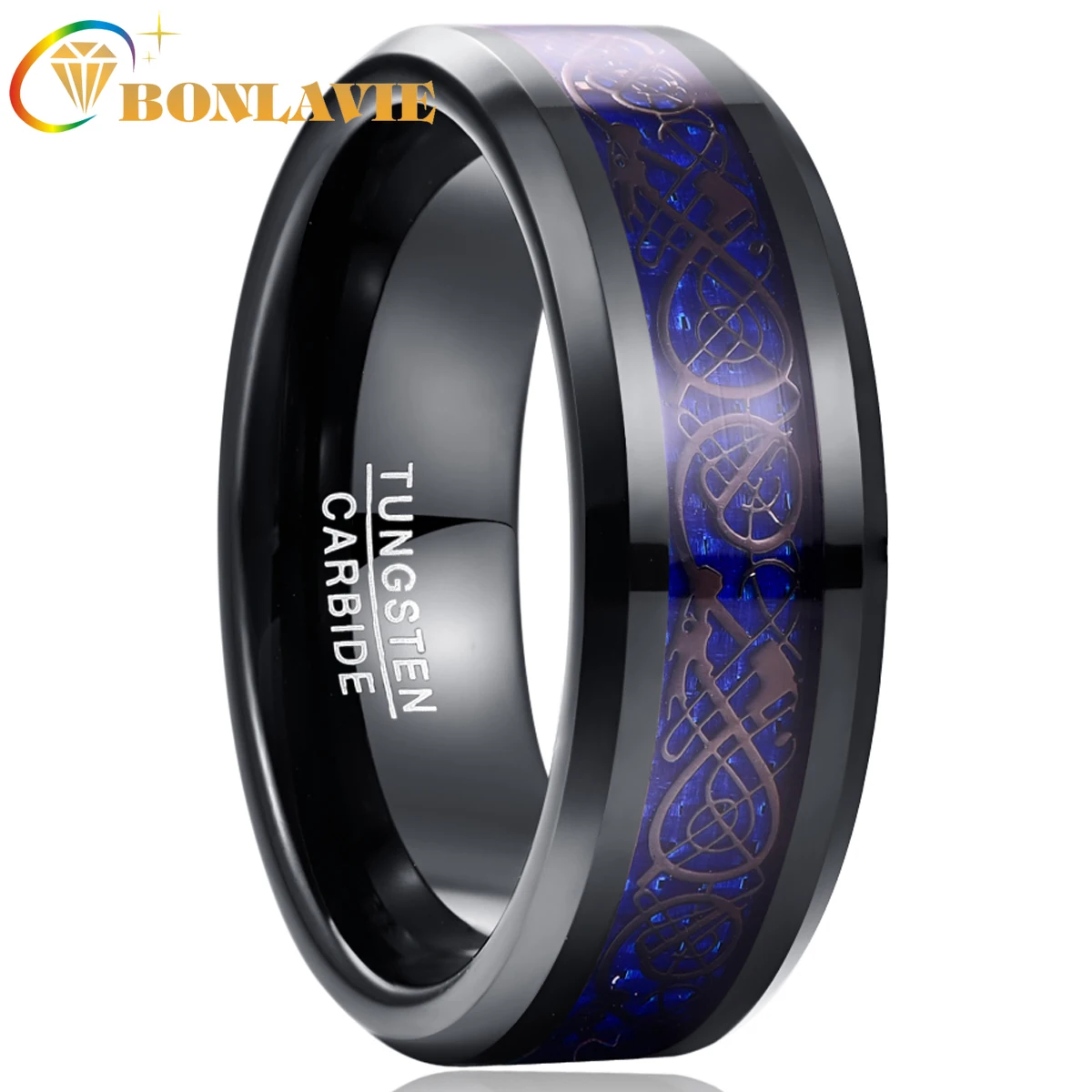 BONLAVIE 8mm Tungsten Carbide Ring Blue Dragon Soul Mate Ring Men Jewelry Wedding Plating Black Rings Best Gift for Couple
BONLAVIE 8mm Tungsten Carbide Ring Blue Dragon Soul Mate Ring Men Jewelry Wedding Plating Black Rings Best Gift for Couple