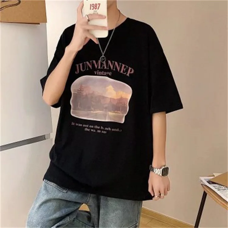 Мужская свободная футболка из чистого хлопка, Повседневная Удобная уличная футболка в Корейском стиле Харадзюку, топ для подростков, 2022
Мужская свободная футболка из чистого хлопка, Повседневная Удобная уличная футболка в Корейском стиле Харадзюку, топ для подростков, 2022