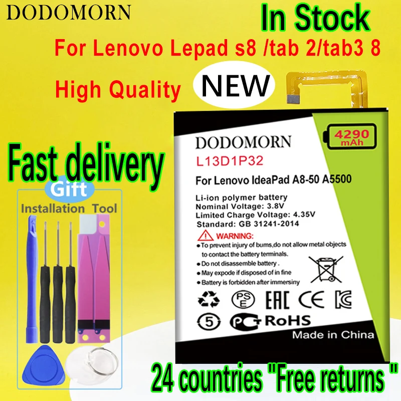 Аккумулятор DODOMORN L13D1P32 для Lenovo Lepad Tab S8/TAB3 8 TB3-850F/TAB 2/TB3-850M A5500 + номер для отслеживания
Аккумулятор DODOMORN L13D1P32 для Lenovo Lepad Tab S8/TAB3 8 TB3-850F/TAB 2/TB3-850M A5500 + номер для отслеживания