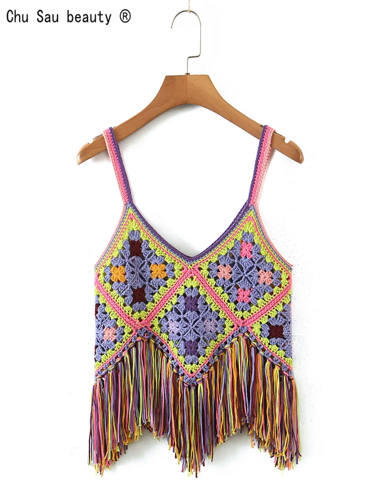 Vintage Style Crochet Tassel Camisole 2022 Summer Fashion Women New V-Neck Hollow Sexy Short Casual Crop Top
Vintage Style Crochet Tassel Camisole 2022 Summer Fashion Women New V-Neck Hollow Sexy Short Casual Crop Top