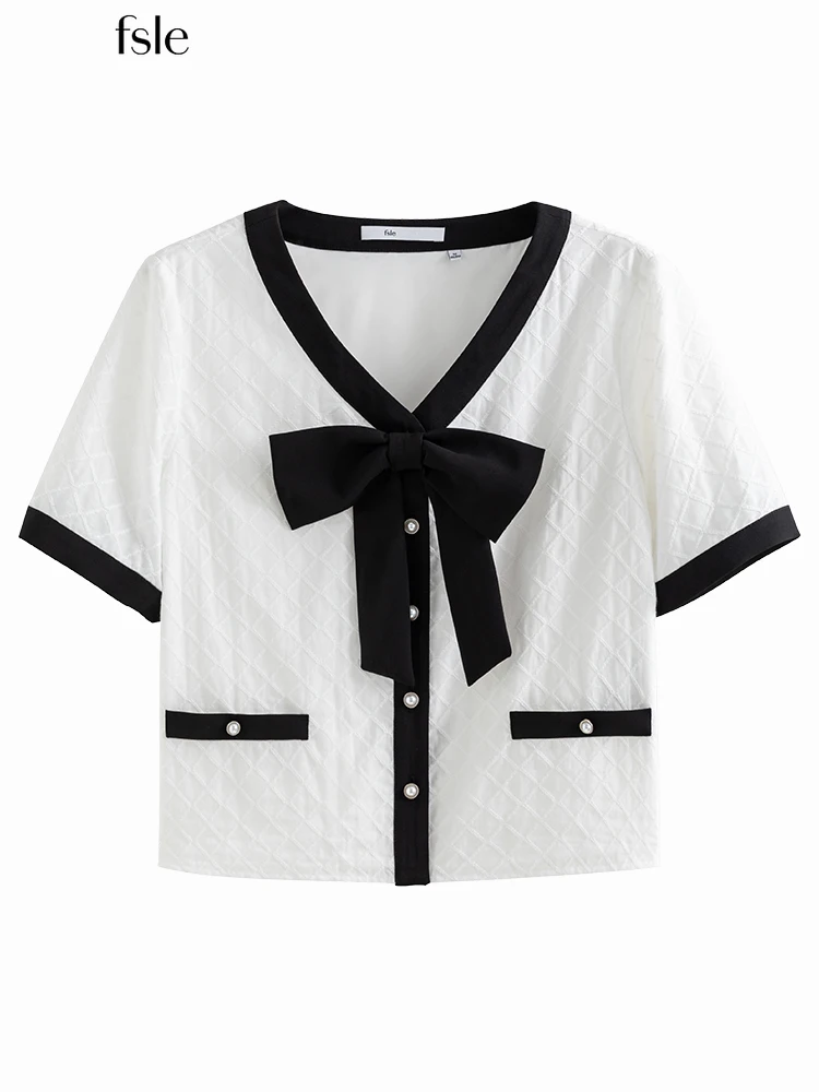 FSLE Office Lady Bow V-Neck Shirt For Women Summer 2022 New French Sweet Style Women Tops кланяться воротник женщина рубашка
FSLE Office Lady Bow V-Neck Shirt For Women Summer 2022 New French Sweet Style Women Tops кланяться воротник женщина рубашка