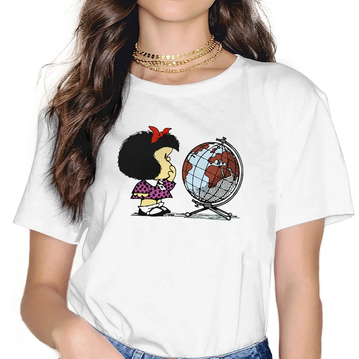 Anime Mafalda Her Concern For The World T Shirt Harajuku Punk Women's Polyester Tshirt O-Neck
Anime Mafalda Her Concern For The World T Shirt Harajuku Punk Women's Polyester Tshirt O-Neck