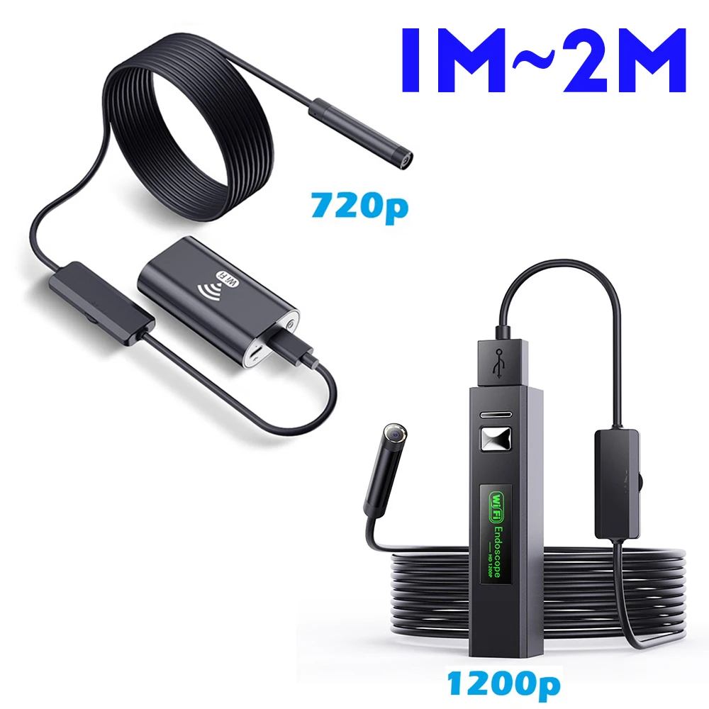 

WiFi Endoscope Mini Camera Waterproof Inspection USB Borescope Snake HD 1200P 720p 8mm Lens Car Engine for Iphone Android PC