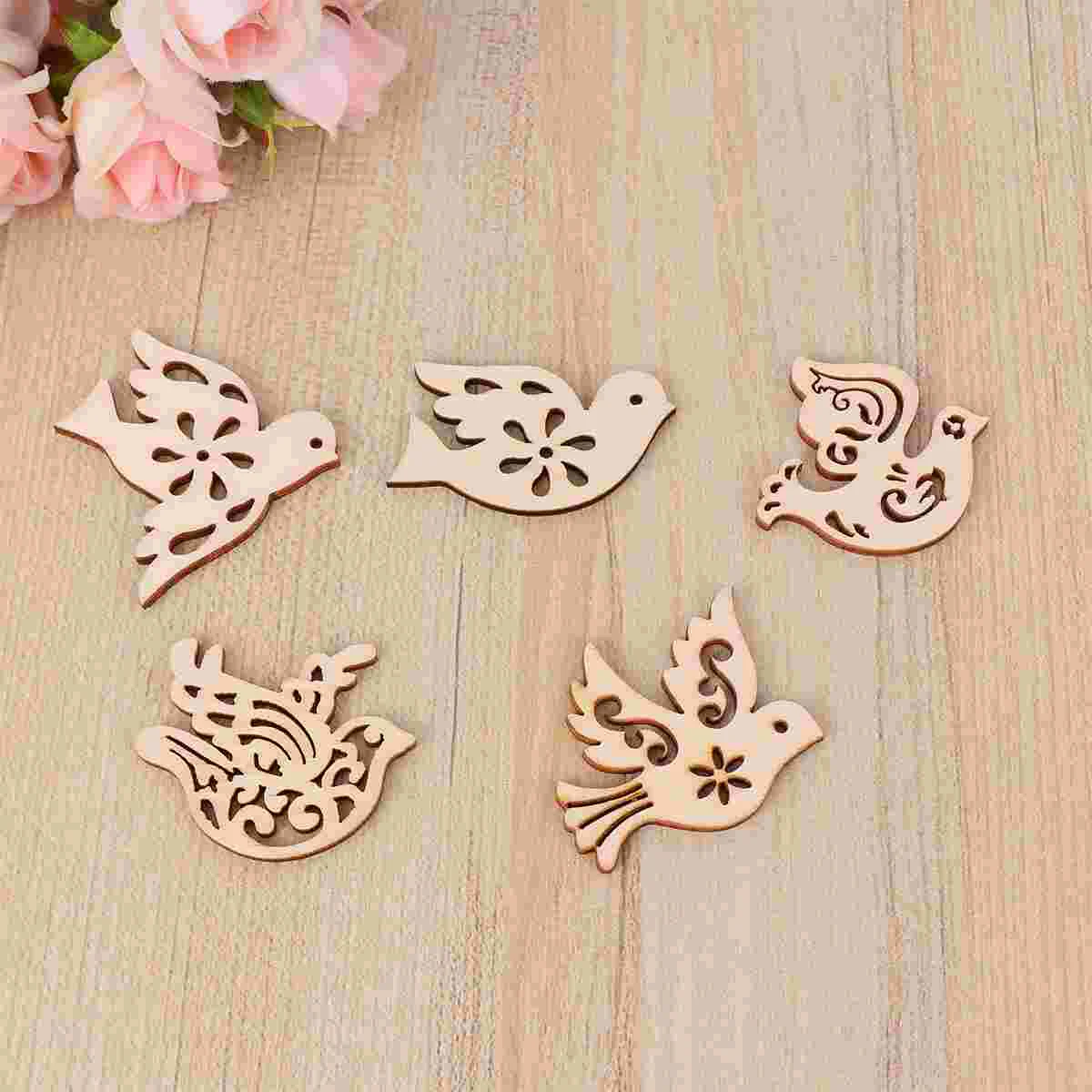 

20PCS Craft Blank Plaque Scrapbooking Supplies Wooden Bird Chip Cutout Shapes to Wooden Embellishments