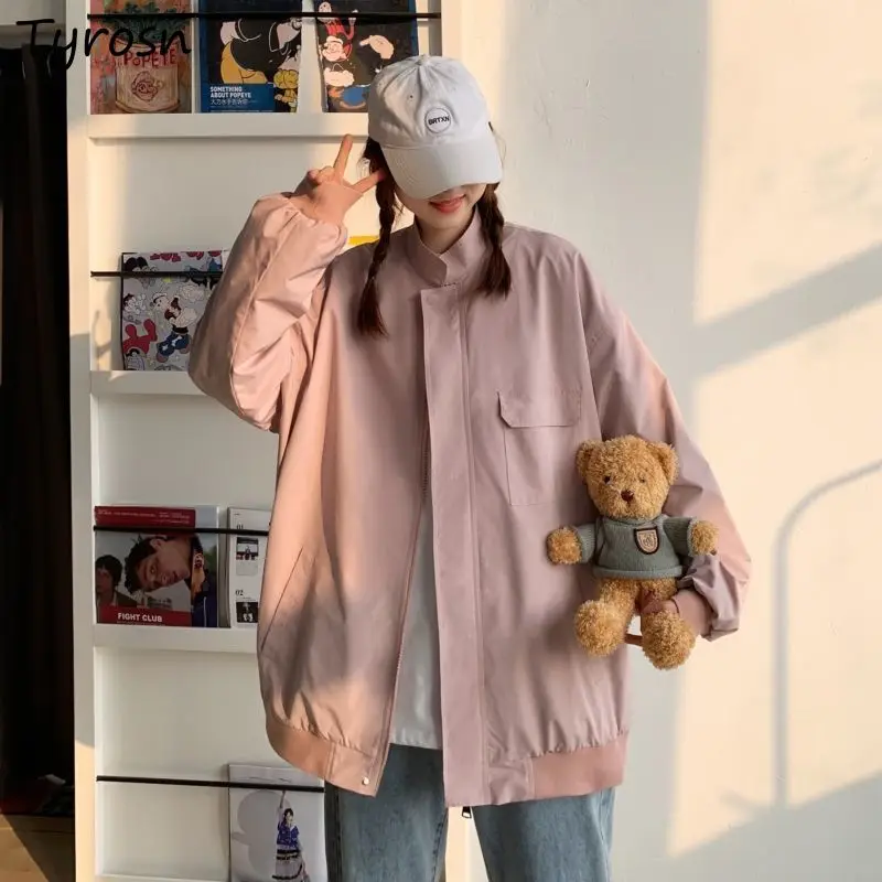 Women Stand Collar Jackets Loose Fashion Streetwear All-match Outwear Zipper Up Harajuku Preppy Style Chic Ulzzang New Clothing
Women Stand Collar Jackets Loose Fashion Streetwear All-match Outwear Zipper Up Harajuku Preppy Style Chic Ulzzang New Clothing