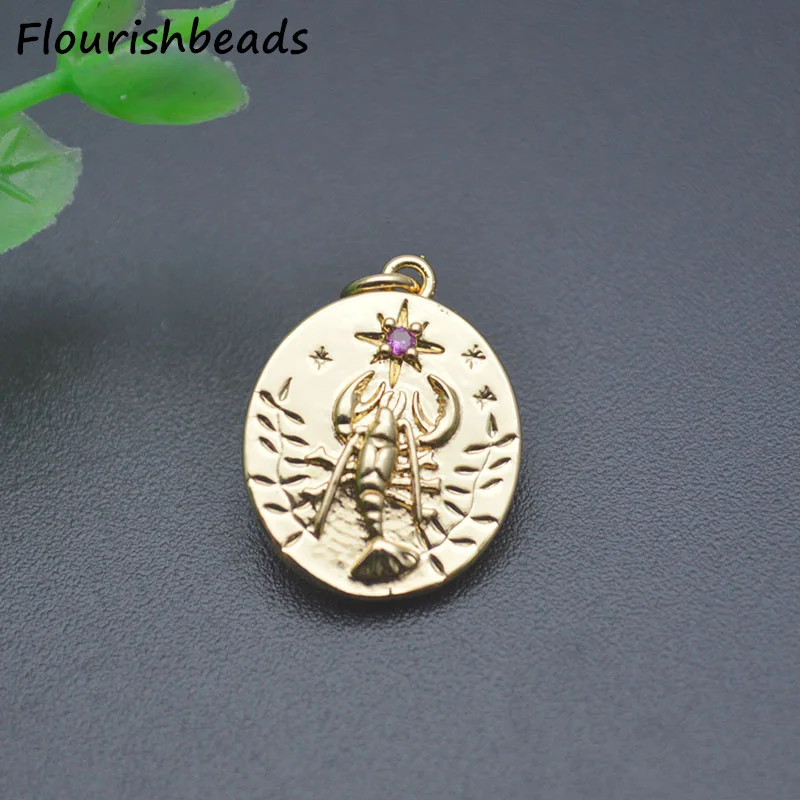 Hot Sale Nickel Free Anti Fading Gold Plated Pink CZ Pave Round Zodiac Scorpio Charms Pendants for Jewelry Earring Necklace 20pc
Hot Sale Nickel Free Anti Fading Gold Plated Pink CZ Pave Round Zodiac Scorpio Charms Pendants for Jewelry Earring Necklace 20pc