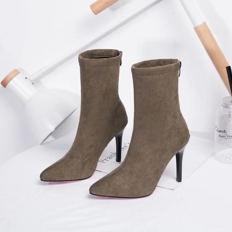 HOT Mid-barrel Boots Elastic Boots Pointed Toe Thin Heels For Women Mujer Black Ankle Stretch Fabric Winter High Heel Boots Rome
HOT Mid-barrel Boots Elastic Boots Pointed Toe Thin Heels For Women Mujer Black Ankle Stretch Fabric Winter High Heel Boots Rome