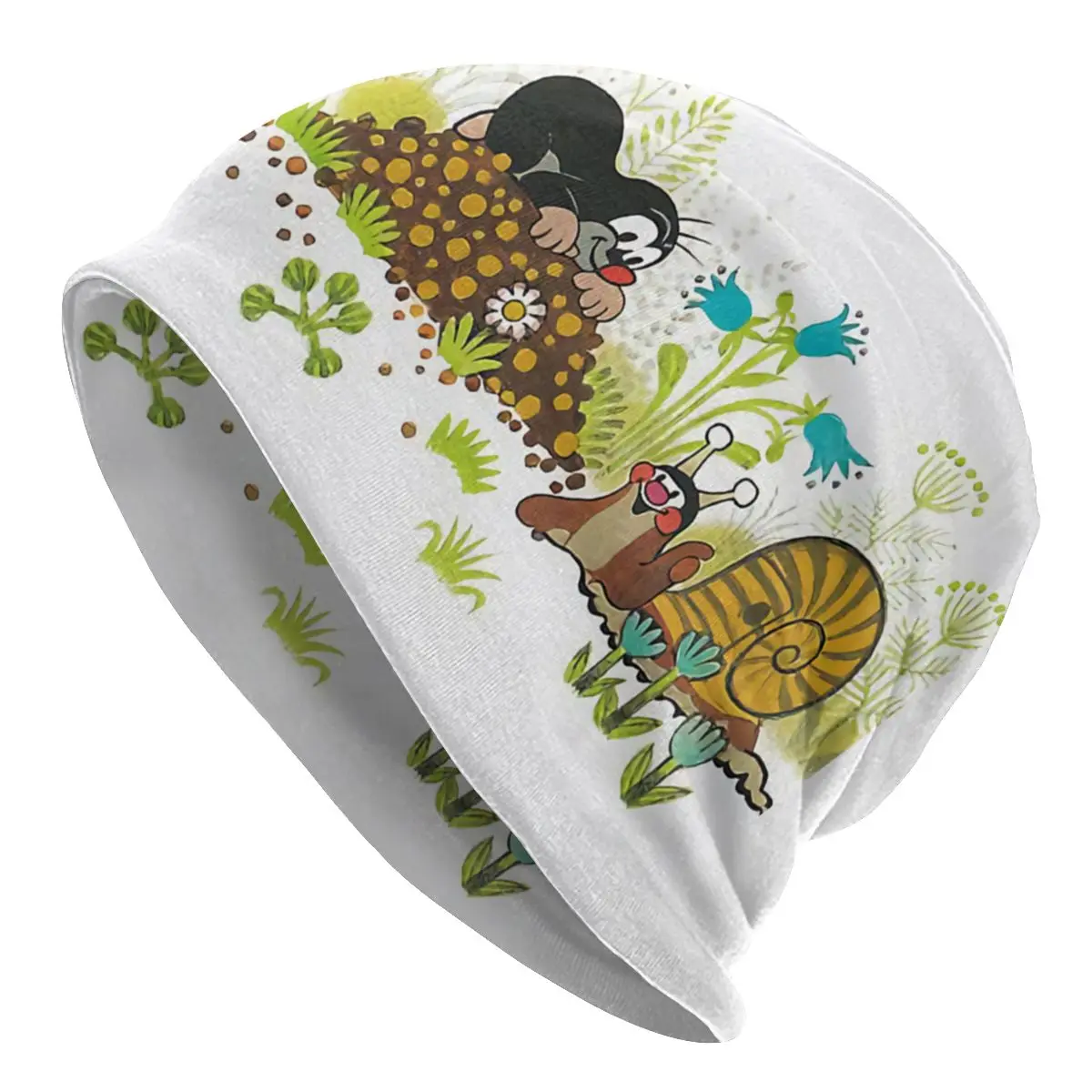 

Кавайная шапочка Krtek с изображением Кротов, мужские вязаные шапочки в стиле хиппи, облегающие шапки, женская и мужская теплая зимняя милая маленькая шапочка, Шапочка-бини с напуском